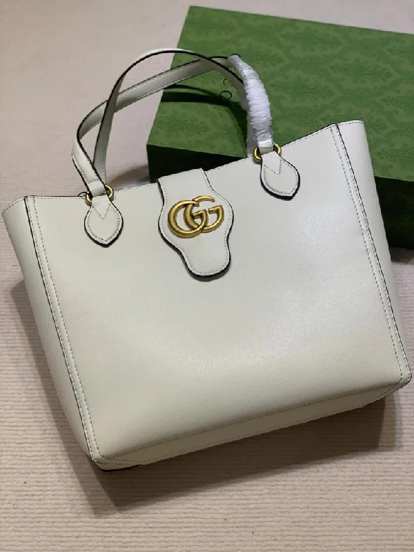 Gucci Medium Tote With Double G  White For Women 13.8in/35cm GG