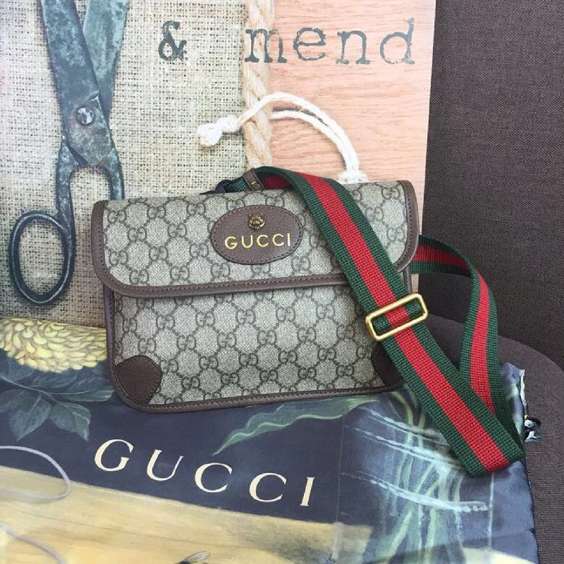 Gucci Neo Vintage GG Supreme Belt Bag Beige/ebony GG Supreme Canvas With Brown For Women 9.4in/24cm GG 493930 9C2VT 8745