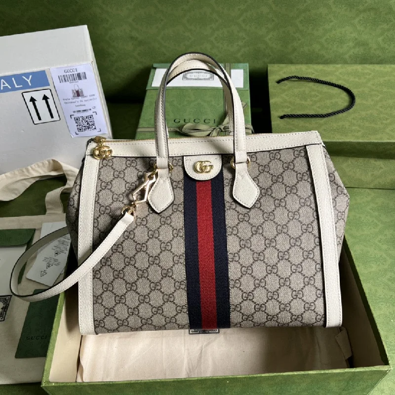 Gucci Ophidia GG Medium Tote Bag White GG Supreme Canvas For Women 13in/33cm 524537 K05NB 8745