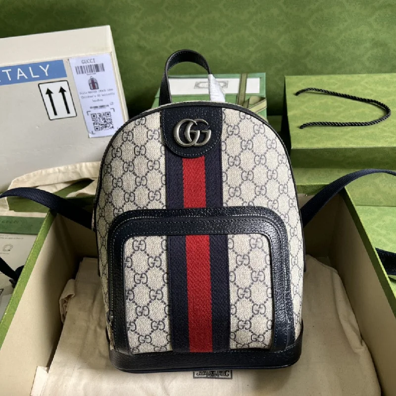 Gucci Ophidia GG Small Backpack Beige And Blue GG Supreme Canvas For Women 11.5in/29cm Beige