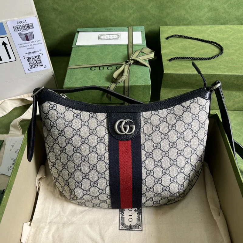 Gucci Ophidia GG Small Shoulder Bag Beige And Blue GG Supreme Canvas For Women 12in/30cm 598125 2ZGMN 4076