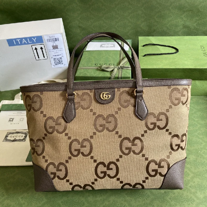 Gucci Ophidia Jumbo GG Medium Tote Camel And Ebony Jumbo Canvas For Women 15in/38cm GG