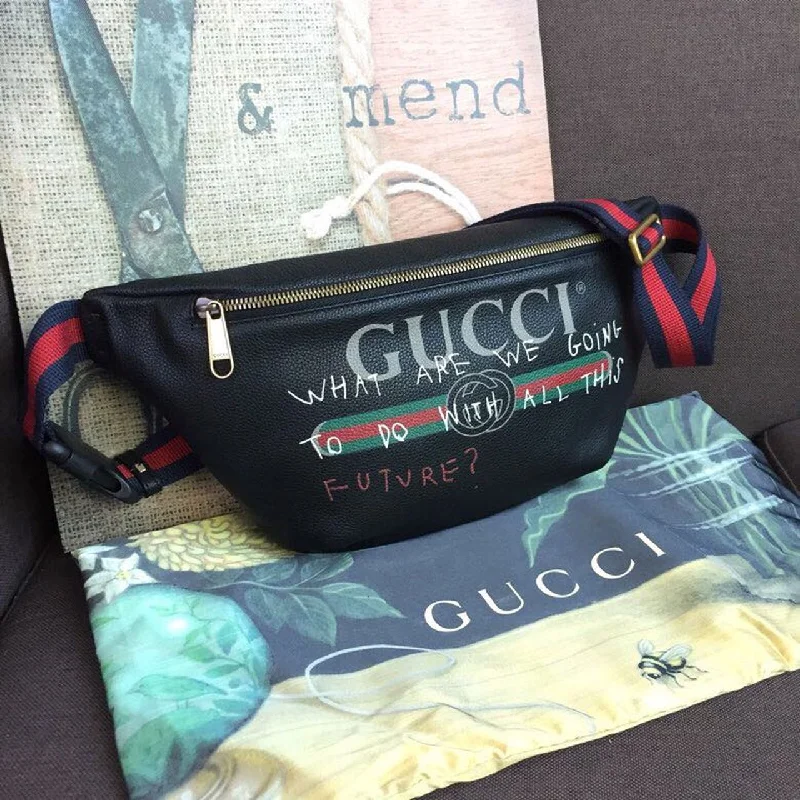 Gucci Print Waist Belt Bag Black For Women And Men 15in/39cm GG 530412