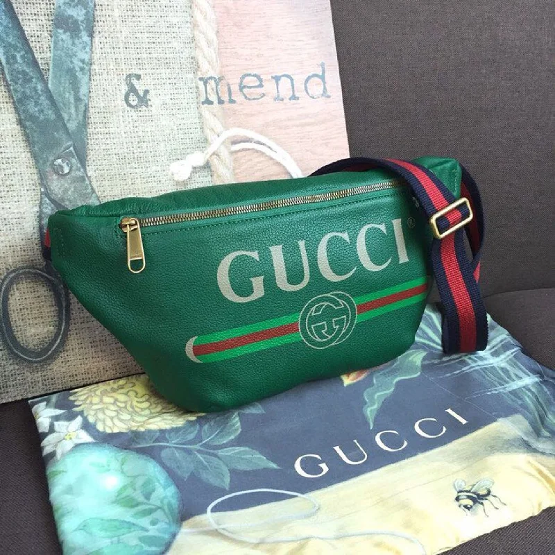 Gucci Print Waist Belt Bag Green For Women And Men 15in/39cm GG 530412