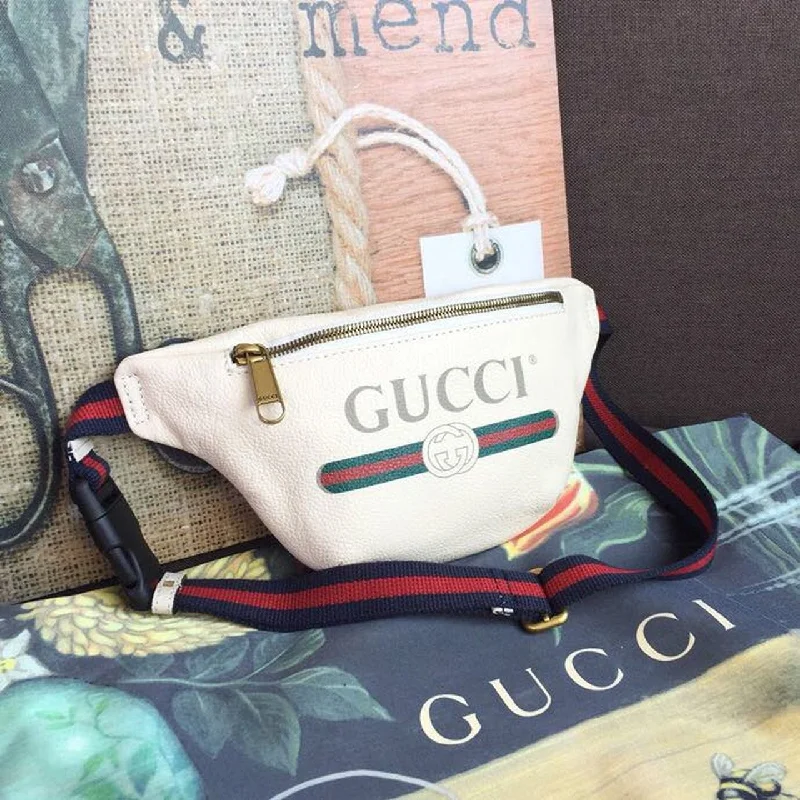 Gucci Print Waist Belt Bag White For Women And Men 11in/27cm GG 527792