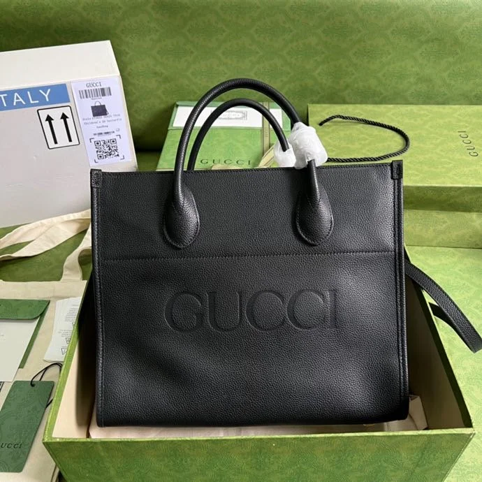 Gucci Small tote With Gucci Logo Black For Women 12.4in/31.5cm GG 674822 0E8IG 1000