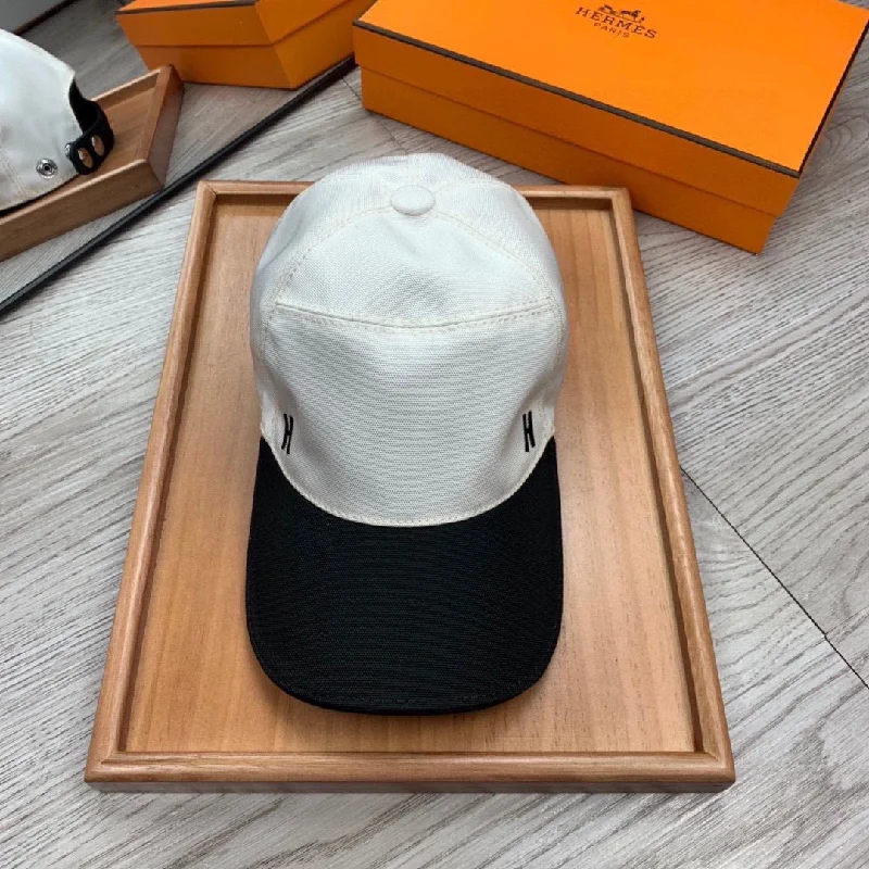 Hermes Davis H Primavera Cap White/Black Hermes Cap