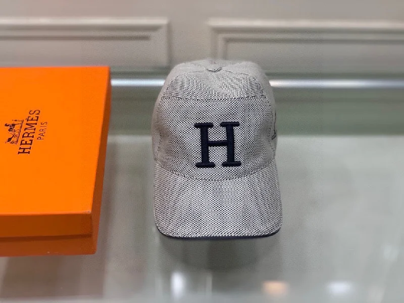 Hermes Davis H Primavera Grey Beige Hermes Cap