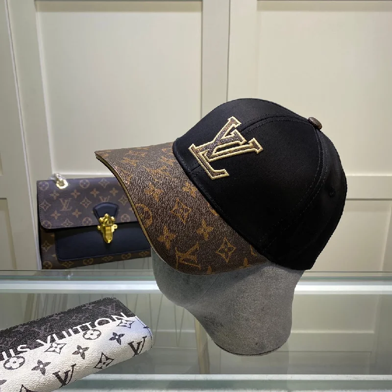 Louis Vuitton Embroidered Logo Baseball Cap Black/Brown LV Cap