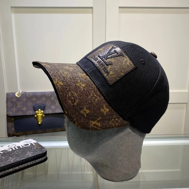 Louis Vuitton Embroidered Logo Baseball Cap Black LV Cap