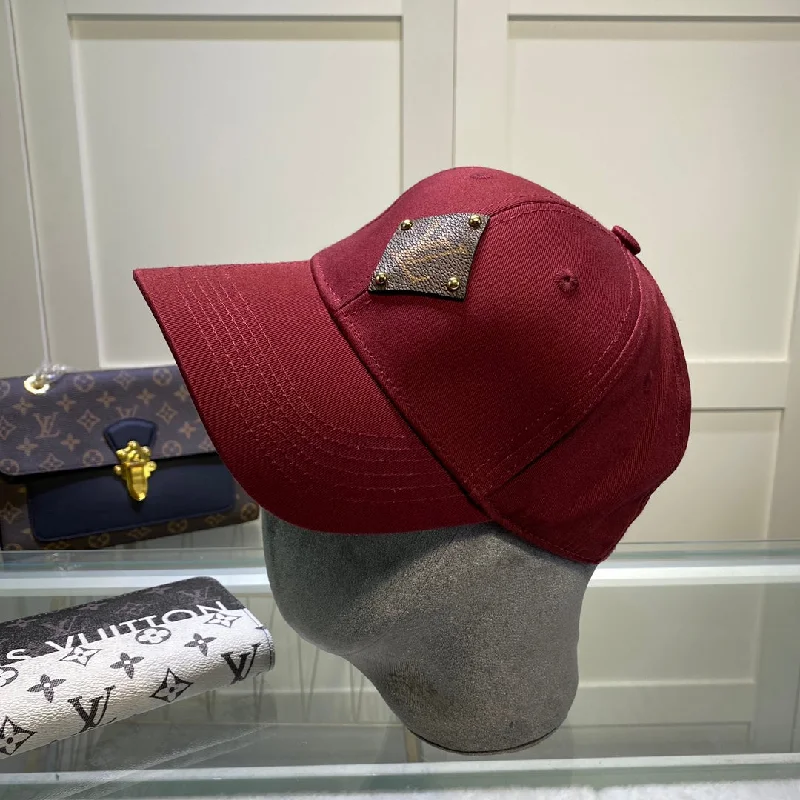 Louis Vuitton Embroidered Logo Baseball Cap Burgundy LV Cap