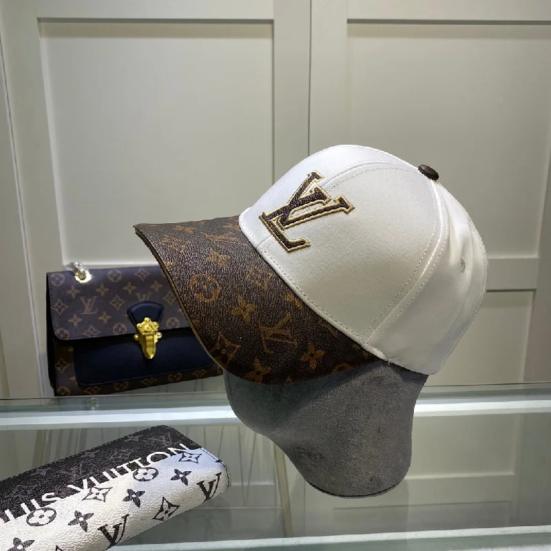 Louis Vuitton Embroidered Logo Baseball Cap White/Brown LV Cap