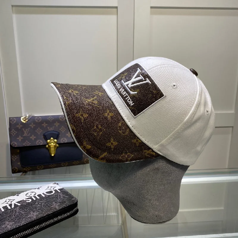 Louis Vuitton Embroidered Logo Baseball Cap White LV Cap