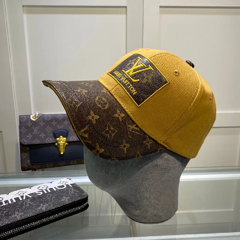 Louis Vuitton Embroidered Logo Baseball Cap Yellow/Brown LV Cap