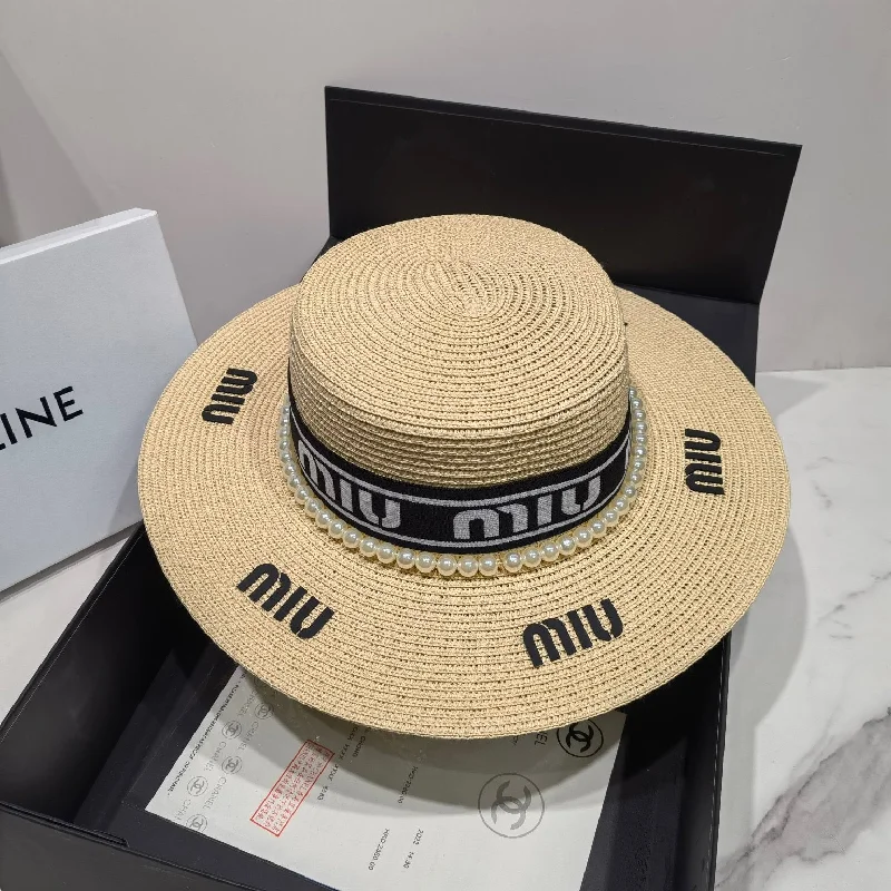 Miu Miu Raffia Hat Beige Miu Miu Hat