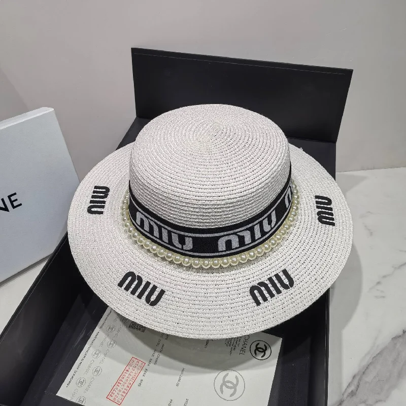 Miu Miu Raffia Hat White Miu Miu Hat