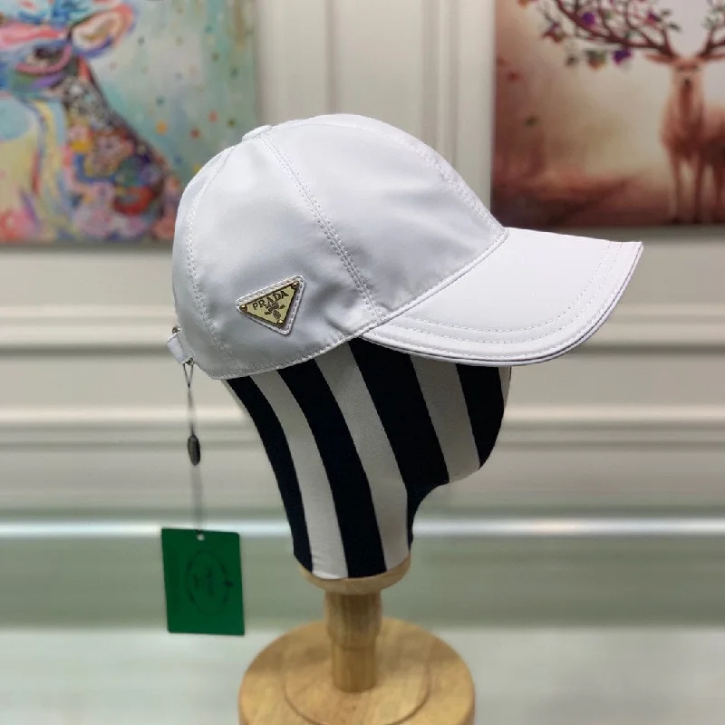 Prada Re-Nylon Baseball Cap White Prada Cap 1HC274_2DMI_F0009