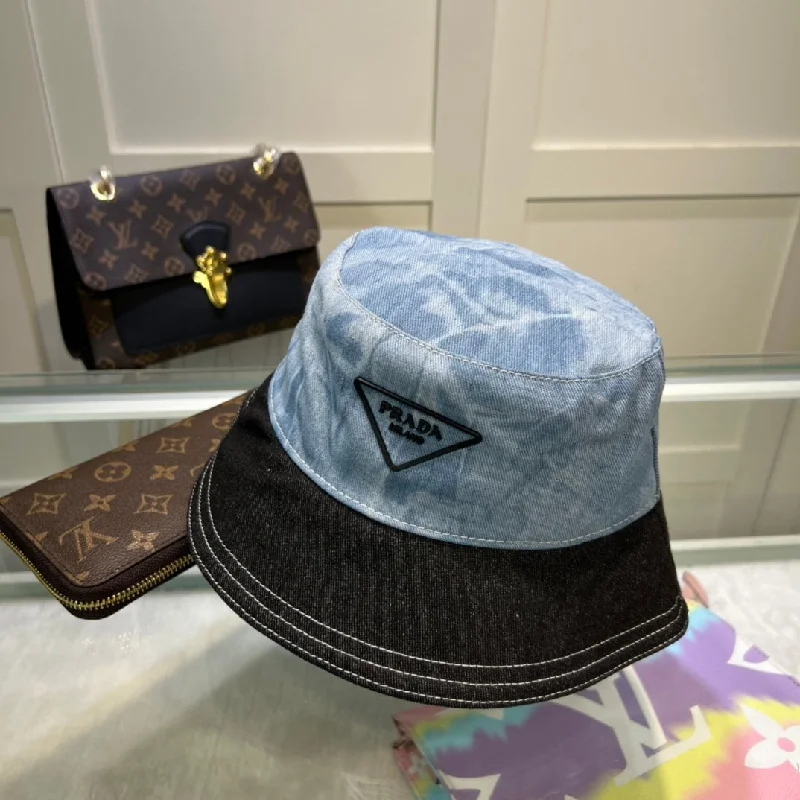 Prada Re-Nylon Bucket Hat Black/Light Blue Prada Hat