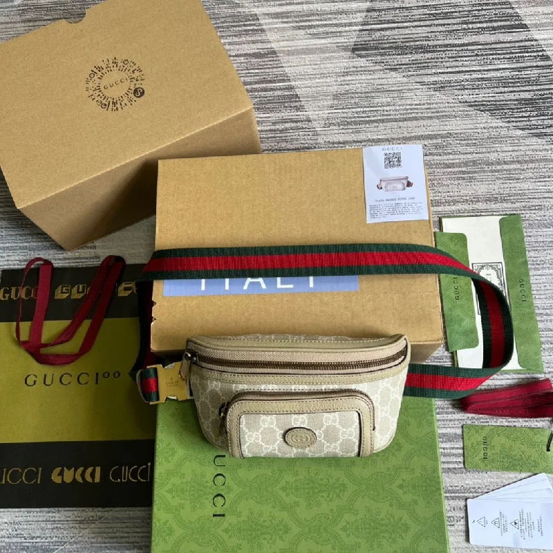 Gucci Belt Bag With Interlocking G Beige And White GG Sumpreme Canvas For Women 9in/23cm GG 682933 UULCT 9682