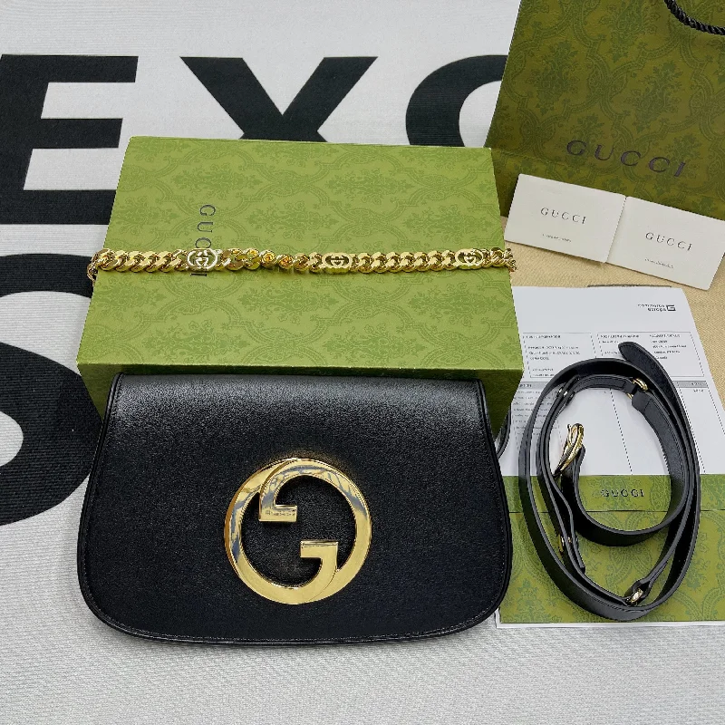 Gucci Blondie Shoulder Bag Black For Women. Women-s Bags 11in/28cm GG? 699268 UXX0G 1000