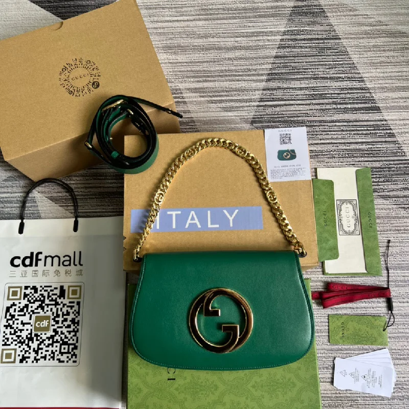 Gucci Blondie Shoulder Bag Green For Women. Women-s Bags 11in/28cm GG?