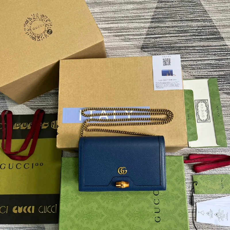 Gucci Diana Mini Bag With Bamboo Blue For Women. Women-s Bags 7.5in/19cm GG