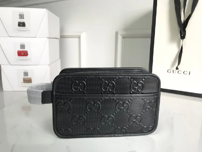 Gucci GG Embossed Cosmetic Case Black GG Embossed For Men 9in/23cm GG495