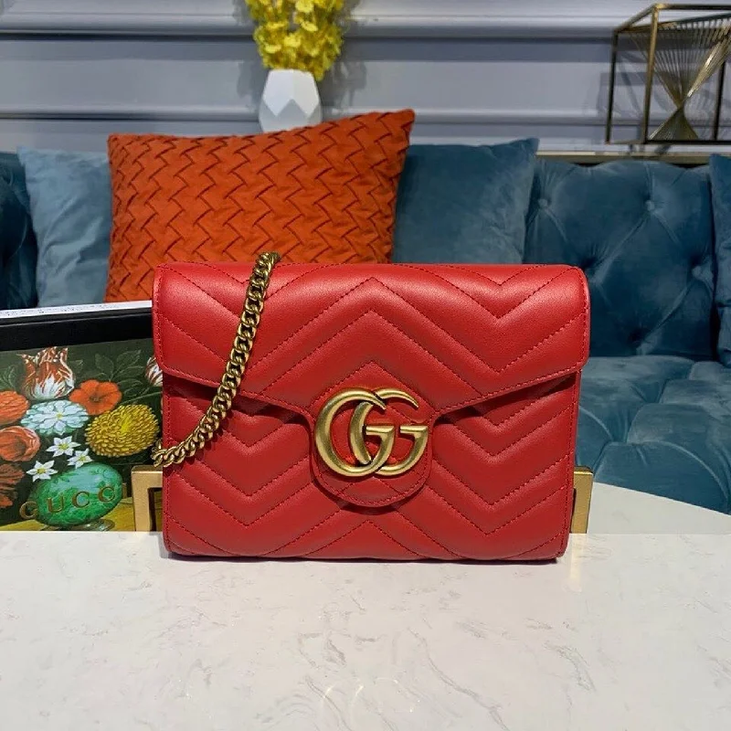 Gucci GG Marmont Matelass Mini Bag Dusty Red Matelass For Women 8in/20cm GG 474575