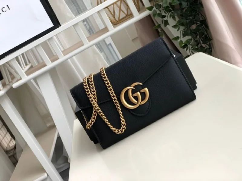 Gucci GG Marmont Mini Chain Bag Black For Women 7.9in/20cm GG