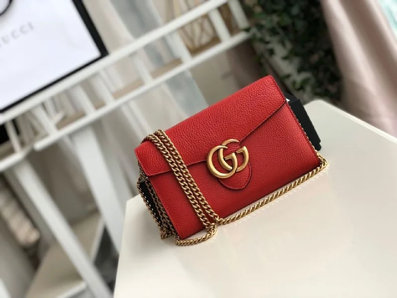 Gucci GG Marmont Mini Chain Bag Red For Women 7.9in/20cm GG