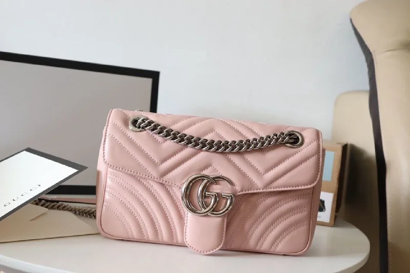 Gucci GG Marmont Small Matelass Shoulder Bag Dusty Pink For Women 10in/26cm GG 443497