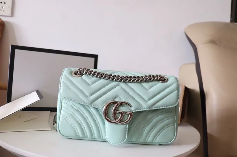 Gucci GG Marmont Small Matelass Shoulder Bag Mint Green For Women 10in/26cm GG 443497