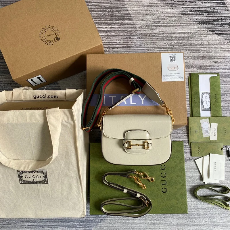 Gucci Horsebit 1955 Mini Bag White For Women. Women-s Bags 8in/21cm GG 658574 18YSG 9068