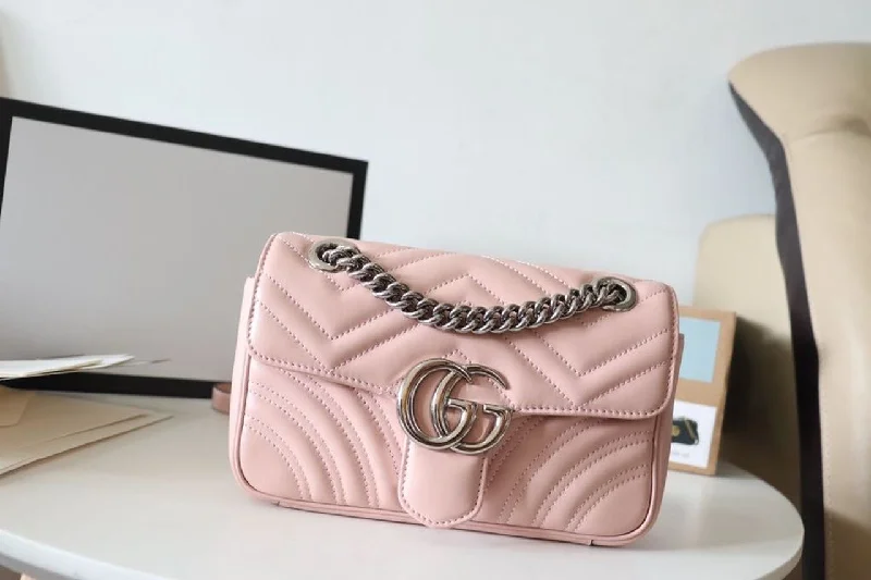 Gucci Marmont Matelass Mini Bag Dusty Pink Matelass Chevron For Women 8.5in/22cm GG