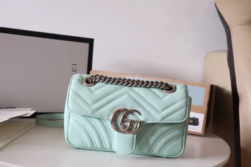 Gucci Marmont Matelass Mini Bag Mint Green For Women 8.5in/22cm GG