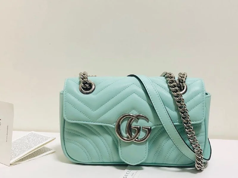 Gucci Marmont Matelass Mini Bag Mint Green Matelass Chevron For Women 8.5in/22cm GG