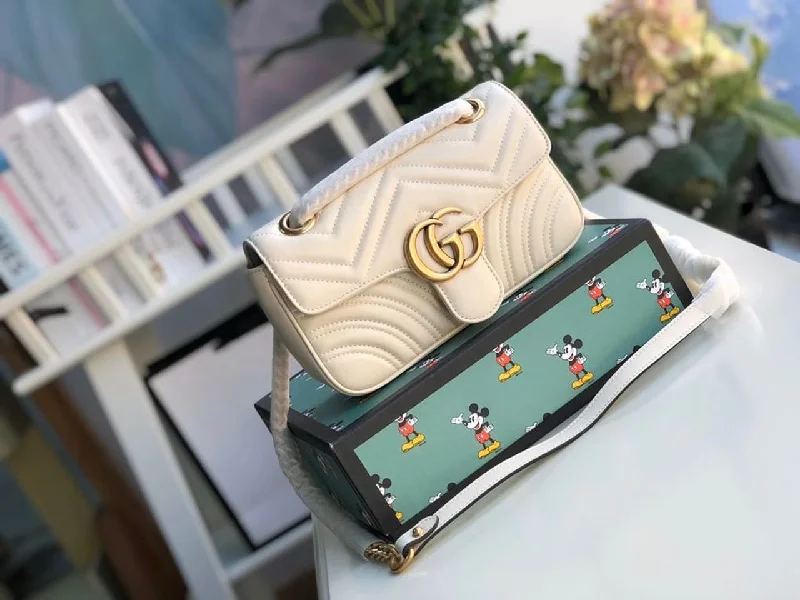 Gucci Marmont Matelass Mini Bag  White  For Women 8.5in/22cm GG 446744 DTDIT 9022