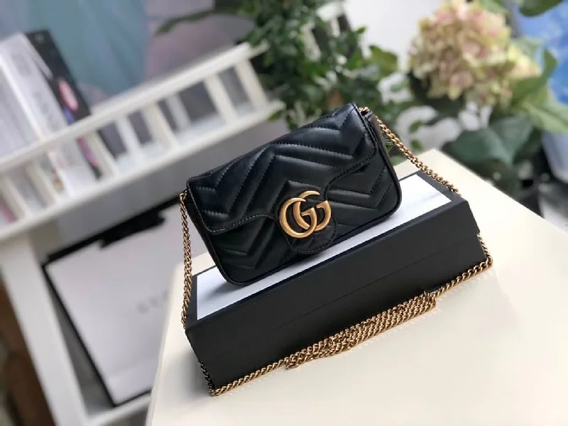 Gucci Marmont Matelass Super Mini Bag Dusty Black Chevron For Women 6.2in/16.5cm 476433 DTDCT 1000