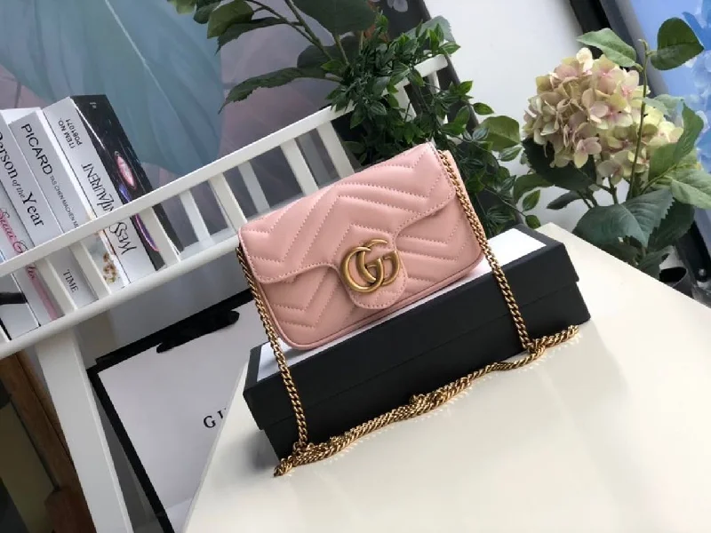 Gucci Marmont Matelass Super Mini Bag Dusty Pink Chevron For Women 6.2in/16.5cm GG 476433 DTDCT 5729