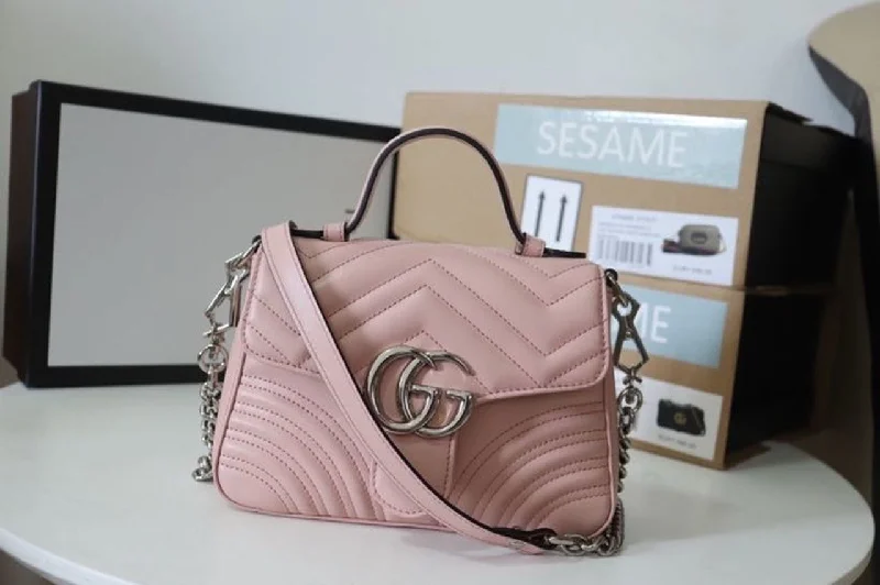 Gucci Marmont Mini Top Handle Bag Dusty Pink Matelass  For Women 8.3in/21cm  547260 DTDIT 5729