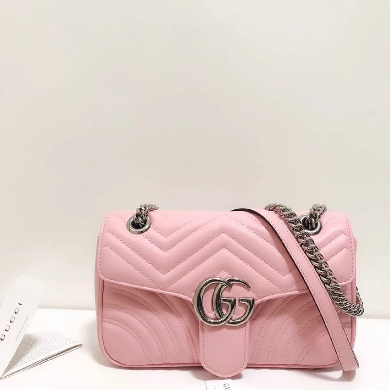 Gucci Marmont Small Matelass Shoulder Bag Dusty Pink Matelass Chevron For Women 10in/26cm GG ?443497 DTDIT 5729