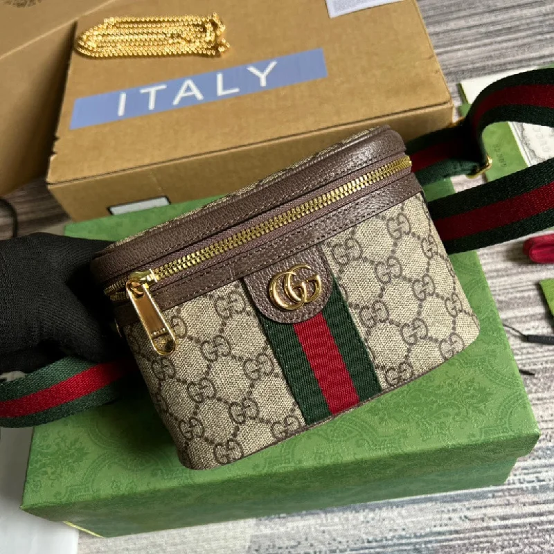 Gucci Ophidia Belt Bag With Web Beige/Ebony Soft GG Supreme Canvas For Men 7.1in/18cm GG 699765 96IWG 8745