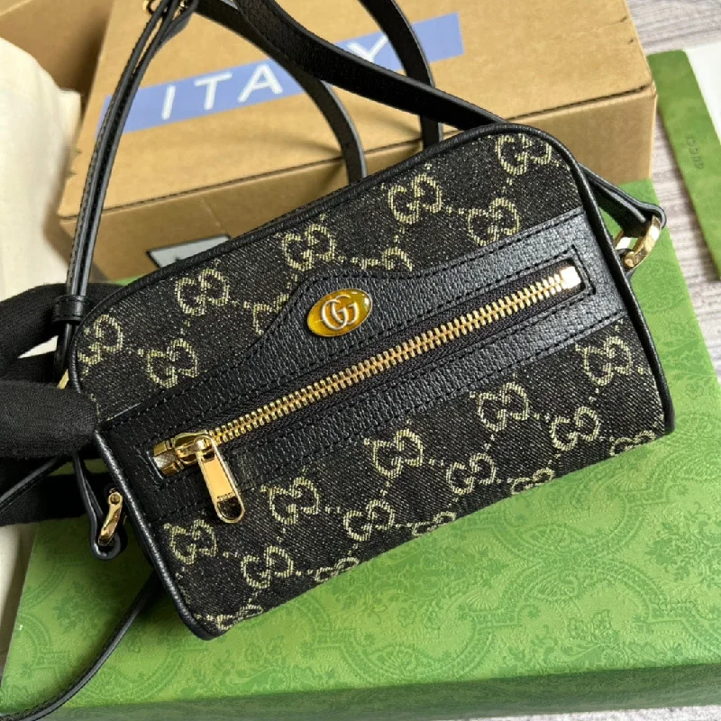 Gucci Ophidia Mini GG Bag Black And Ivory GG Denim Jacquard For Women 7in/17.5cm GG 517350 UN3BG 1274