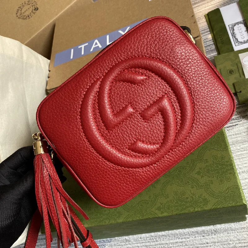 Gucci Soho Small Disco Bag Red For Women. Women-s Bags. Shoulder And Crossbody Bags 8in/21cm GG 308364