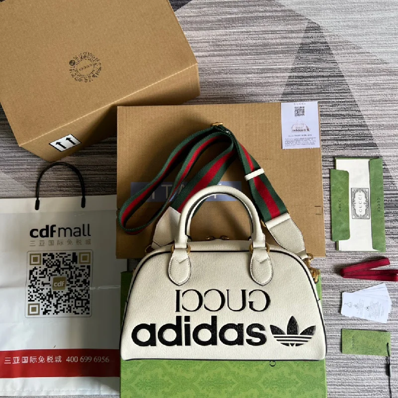 Gucci x Adidas Mini Duffle Bag White For Women. Women-s Bags 12.4in/32cm GG 702397 U3ZCT 8727