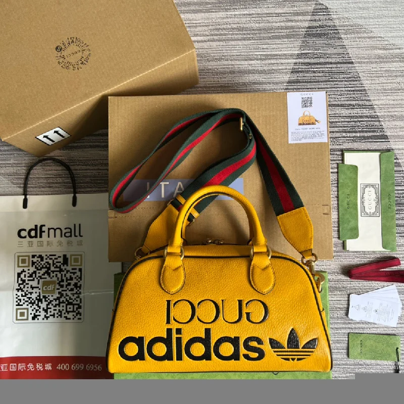 Gucci x Adidas Mini Duffle Bag Yellow For Women. Women-s Bags 12.4in/32cm GG