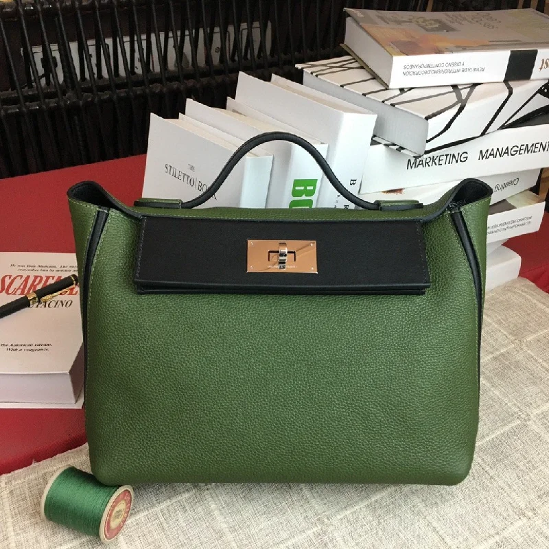 Hermes 24/24 Clemence Swift Green Silver Hardware For Women. Women-s Handbags. Shoulder Bags 11.4in/29cm