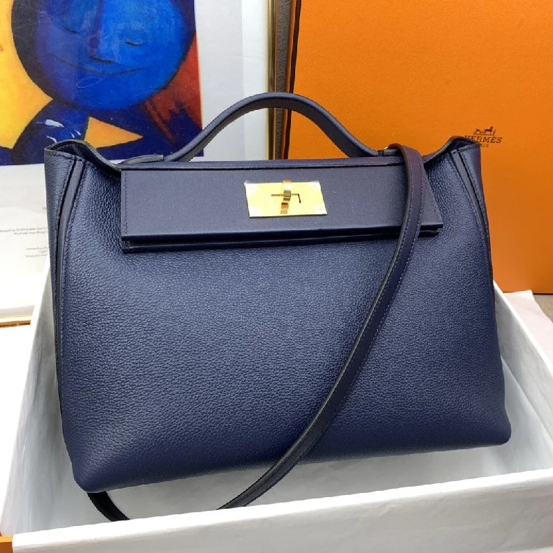 Hermes 24/24 Clemence Swift Navy Blue For Women. Women-s Handbags. Shoulder Bags 11.4in/29cm