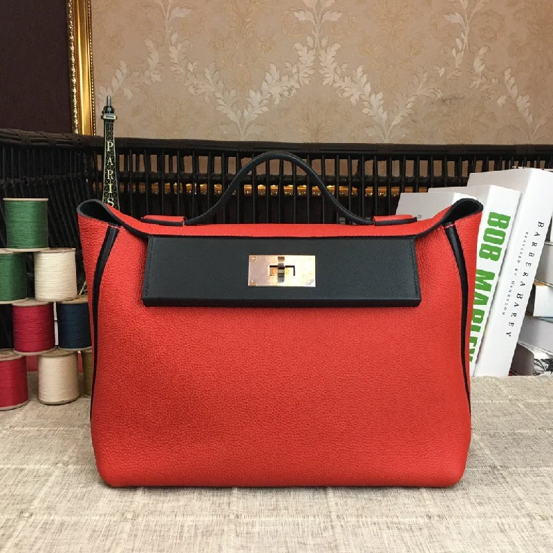 Hermes 24/24 Clemence Swift Red Silver Hardware For Women. Women-s Handbags. Shoulder Bags 11.4in/29cm