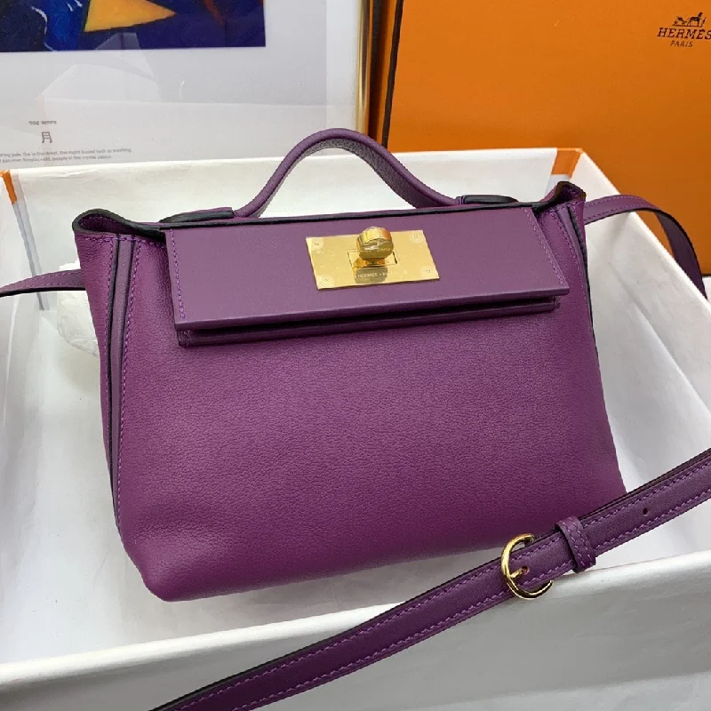 Hermes 24/24 Mini Evercolor Swift Purple For Women. Women-s Handbags. Shoulder Bag 8.2in/21cm